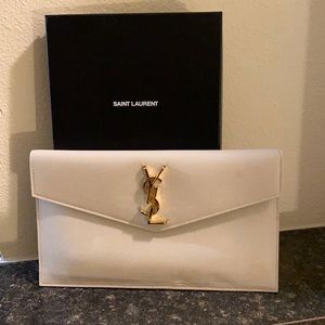 Saint Laurent Uptown Leather Envelope Pouch Clutch
